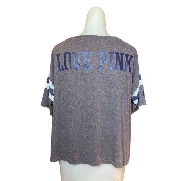 PINK Penn State Oversized V-Neck Size Medium Collegiate Loungewear Athletic - Picture 3 of 5